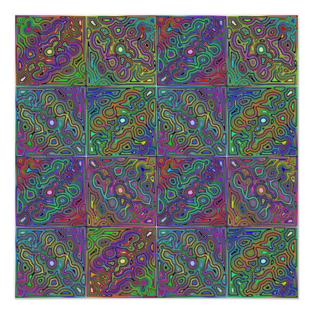 Pôster design neon multicolorido abstrato (Frente)
