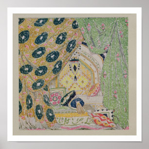 Pôster Design oriental do cenário (litho da cor)