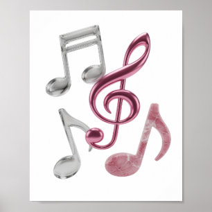 Poster Design Ousado de NOTAS MUSICAIS em Prata Chic