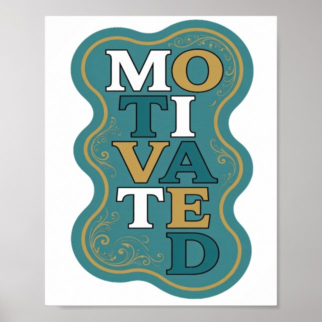 Poster Design Ousado MOTIVADO Dourado Elegante (Frente)