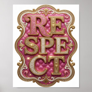 Poster Design Ousado RESPEITO Chic Dourado