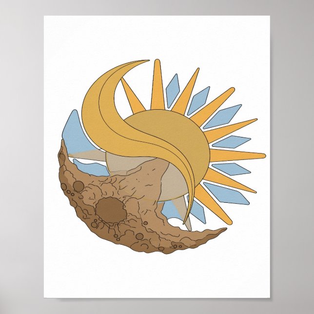 Poster Design Ousado Sol e Lua Prata Afiada (Frente)