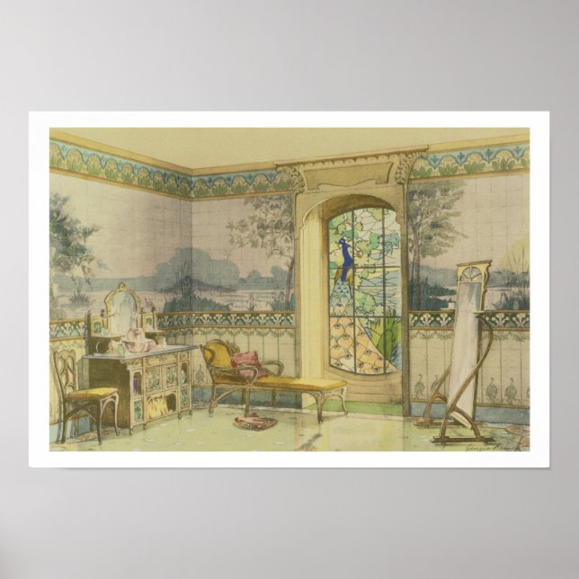 Pôster Design para um Banheiro, de "Interieurs Modernes", (Frente)