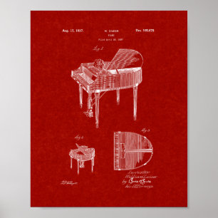 Pôster Design para uma patente do piano - vermelho de