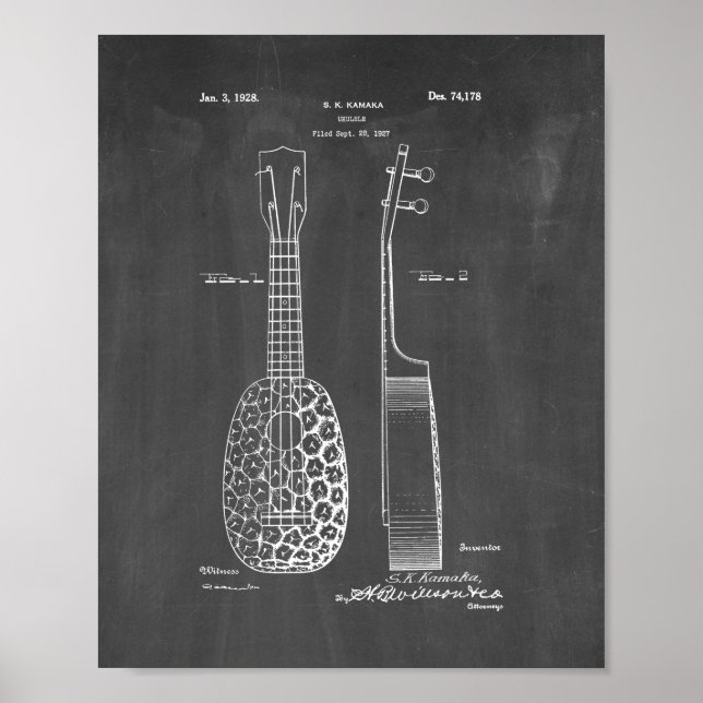 Poster Design Para Uma Patente Ukulele - Chalkboard (Frente)