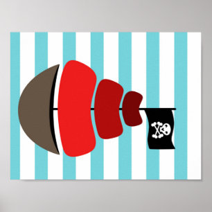 Poster Design Pirata com fundo listrado