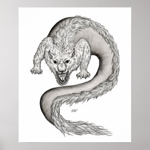 Poster Design preto e branco do Wolfdragon