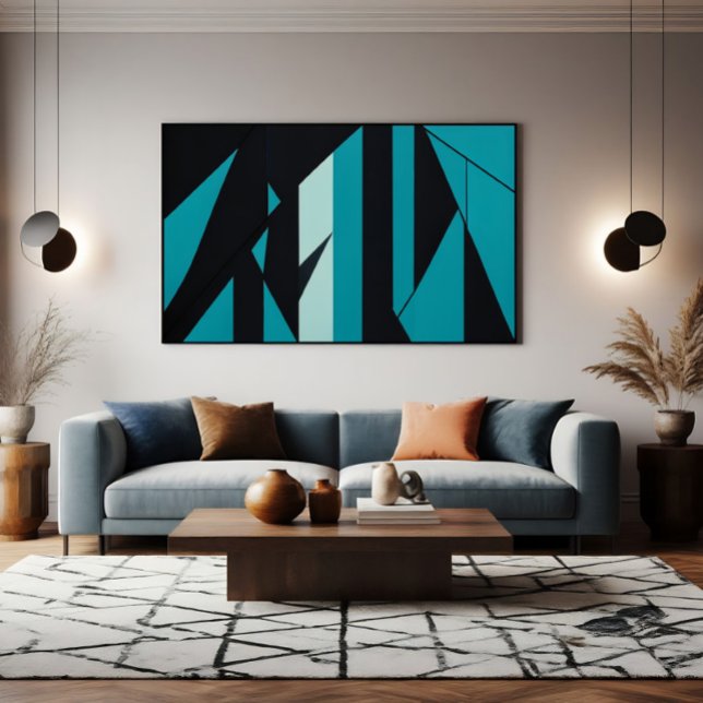 Poster Design Preto Turquesa Abstrato (Criador carregado)