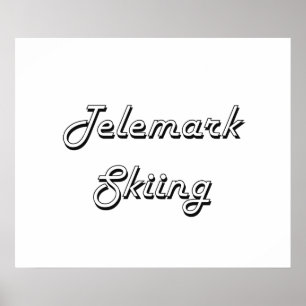 Poster Design retro clássico de esqui de Telemark