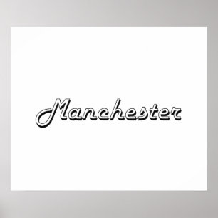 Pôster Design retro clássico de Manchester New Hampshire