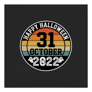 Pôster Design retrô do pôr do sol de Halloween 31 de outu