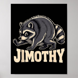 Poster Design Retro dos Anos 80 Jimothy Raccoon
