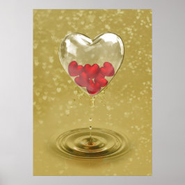 Poster Design Romântico do Coração do Vidro
