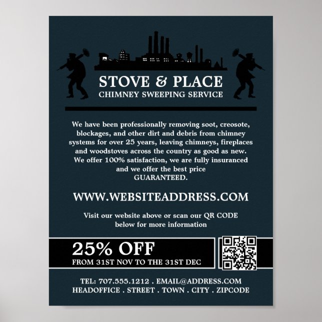 Poster Design, Serviço de Varreduras de Chaminés (Frente)