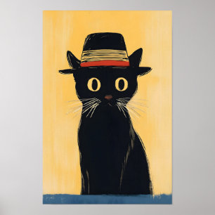 Poster Design Simples de Gato Preto Fofo