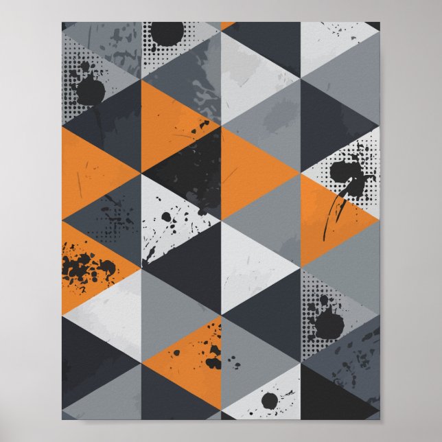 Poster Design triangular em laranja, preto e Cinza (Frente)