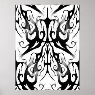 Poster Design Tribal Face em Fogo e Chamas