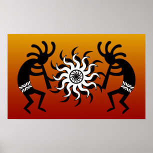 Pôster Design tribal Kokopelli do sudoeste de Sun do