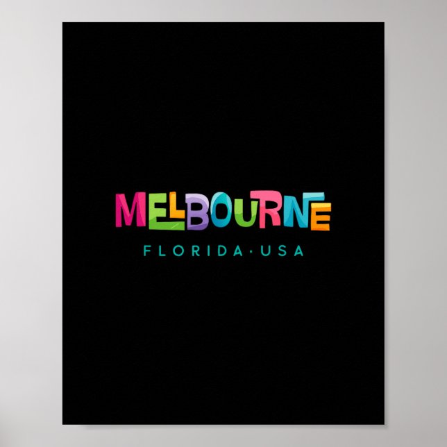 Poster Design Tropical Retro de Melbourne Florida (Frente)