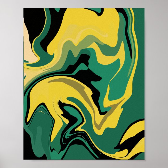Poster Design verde e amarelo abstrato (Frente)