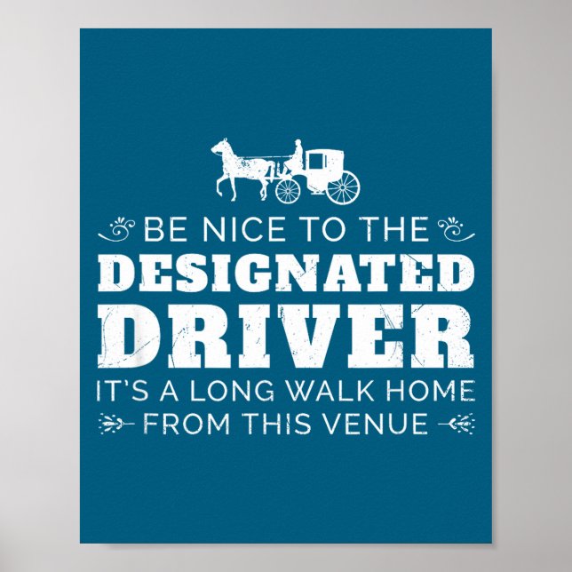 Poster Designated Driver Horse Carriage Funny Men Women Q (Frente)