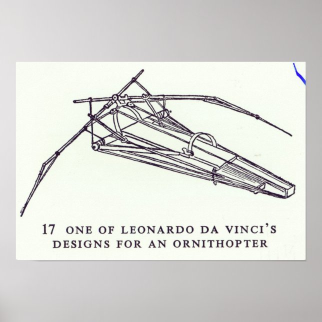 Poster Designs de Leonardo da Vinci para Ornitóptero (Frente)