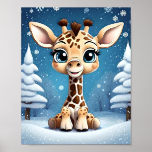 Poster Designs de Lisa-Dawn da Girafa de Natal Bonita