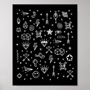 Poster Designs de Tatuagem Americana Flash, Tradicional