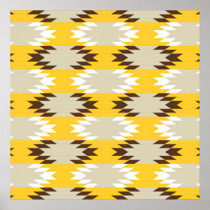 Poster Designs Indígenas Americanos Amarelos Aztec Triba
