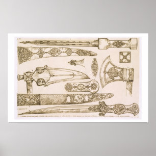 Poster Designs islâmicas e amargas para lâminas de facas,