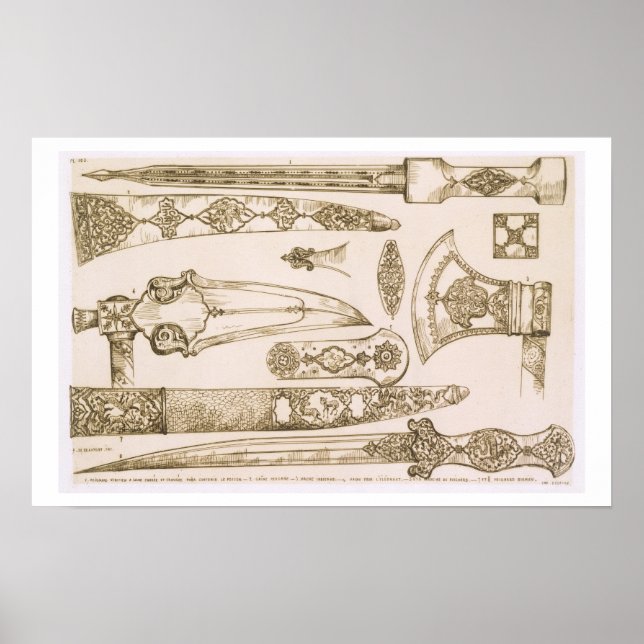 Poster Designs islâmicas e amargas para lâminas de facas, (Frente)