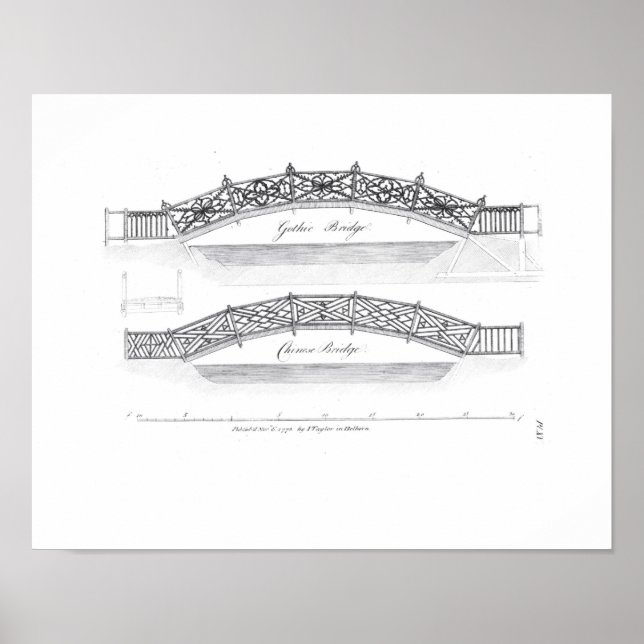 Pôster Designs para pontes de jardim, publicadas em 1773  (Frente)