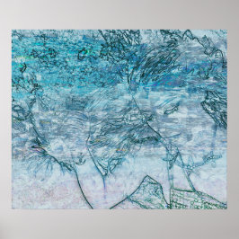 Poster Desligamento de Ondas Náuticas Verdes Sereais Sere