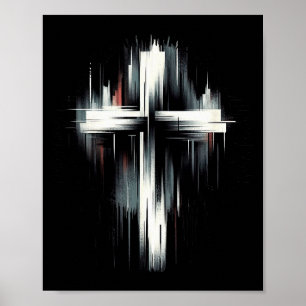 Poster Deslumbrante Arte De Rua Gráfico Cruz Cristã De Je