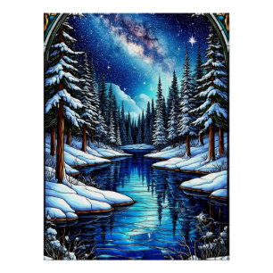 Pôster Deslumbrante Paisagem de Inverno com Neve