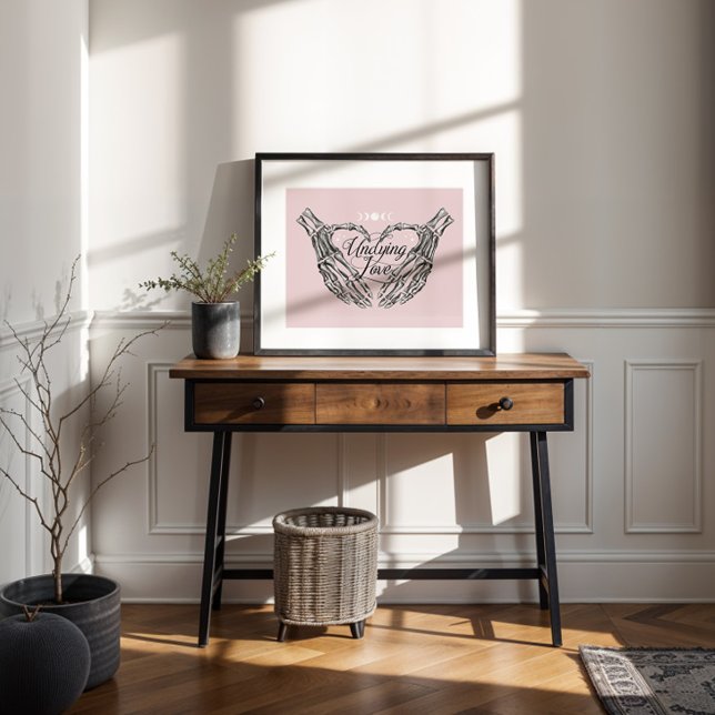 Poster Desmoronar o Gótico Gótico Esqueleto Mãos Coração (Undying Love Gothic Goth Skeleton Hands Heart Poster)