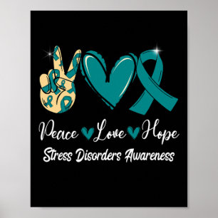 Poster Desordens de stress Sensibilização Paz Amor Espera