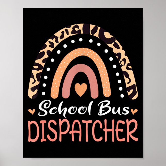Poster Despachante de Ônibus Escolar Leopardo Arco-íris (Frente)