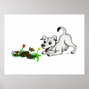 Poster Despertar da Primavera, Cachorrinho com Flores e B