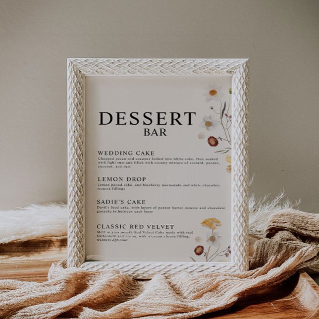 Poster Dessert Bar Boho Wildflower Sinal (Criador carregado)
