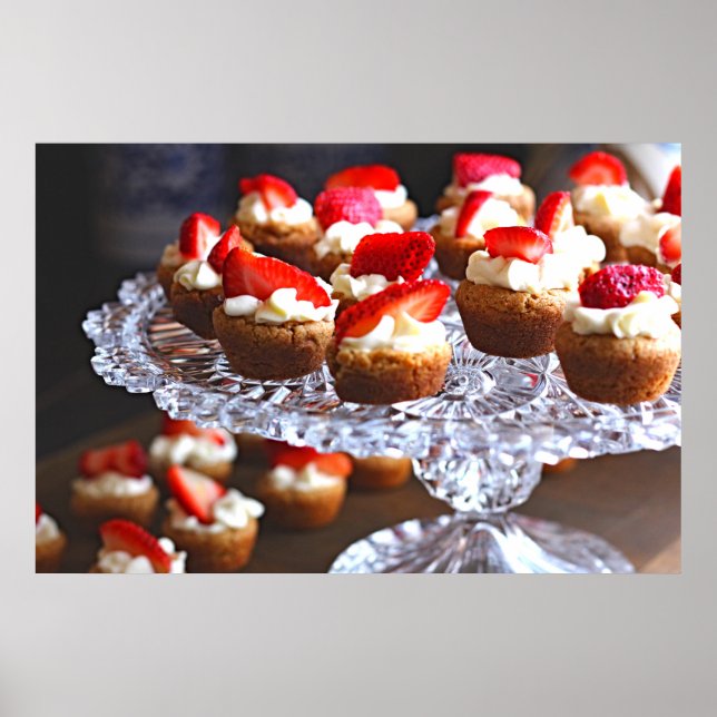 Poster Dessert de Cupcakes de Morango (Frente)