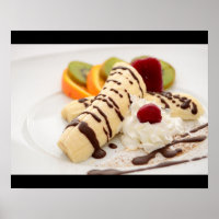 Dessert delicioso de creme chicoteado e banana