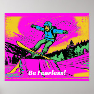 Poster Destemido - Esquiador de Snowboard