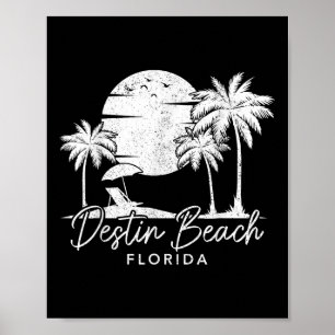 Poster Destin Beach Flórida Fl Vintage Sunset Surfer Vaca