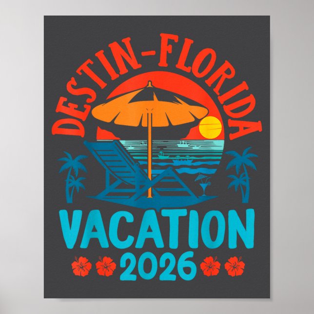 Poster Destin Florida 2026 Family Vacation Beach Summer V (Frente)