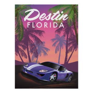 Pôster Destin Florida USA poster de carro esportivo.