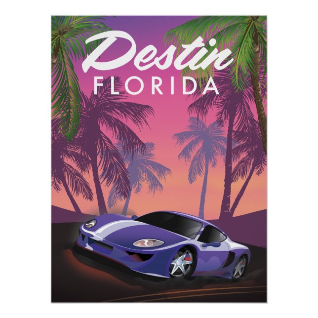 Pôster Destin Florida USA poster de carro esportivo. (Frente)
