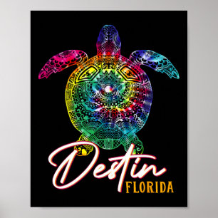 Poster Destin Tie Dye Sea Turtle Flórida Correspondente F