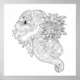 Poster Destino na Página de Coloração do Tigre de Estrela