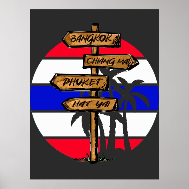 Poster Destinos da Tailândia - Bangkok Chiang Mai Phuket (Frente)